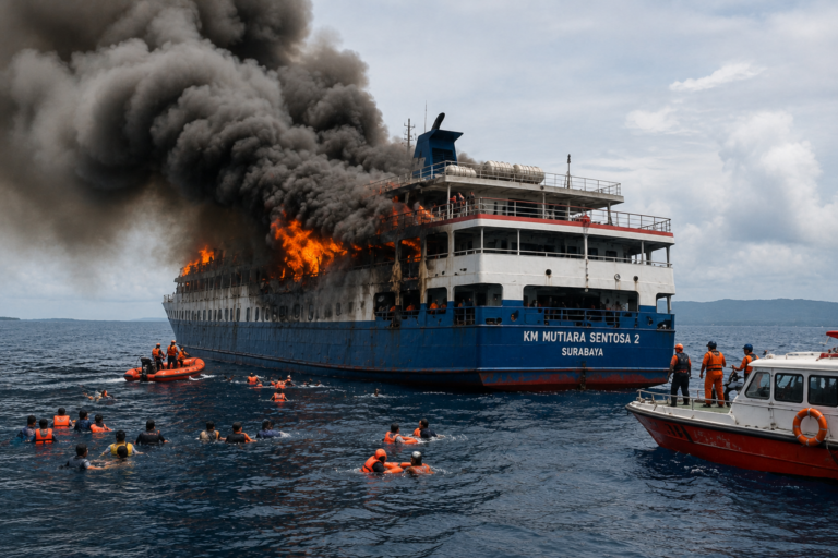 Ινδονησία: Πέντε νεκροί και 41 αγνοούμενοι από φωτιά σε επιβατηγό πλοίο
