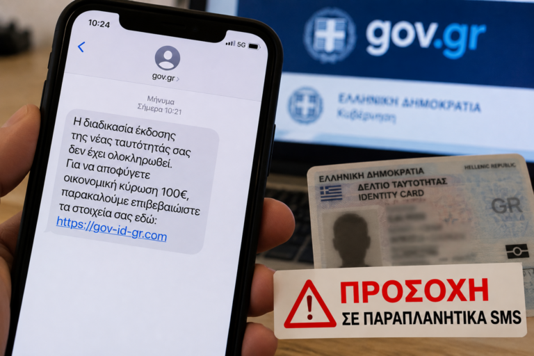 Νέες ταυτότητες: Προσοχή στα SMS που εμφανίζονται ως gov.gr ή Ελληνική Αστυνομία