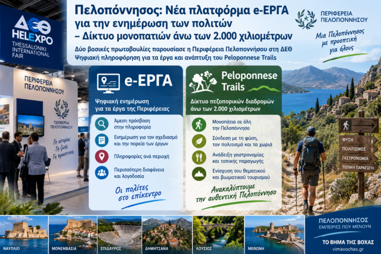 Πελοπόννησος: Νέα πλατφόρμα e-ΕΡΓΑ για την ενημέρωση των πολιτών – Δίκτυο μονοπατιών άνω των 2.000 χιλιομέτρων