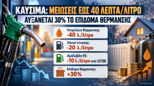 Καύσιμα: Μειώσεις έως 40 λεπτά το λίτρο – Αυξάνεται κατά 30% το επίδομα θέρμανσης
